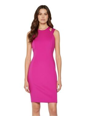 Calvin Klein Scuba Cocktail Dress Bright Pink Size 8